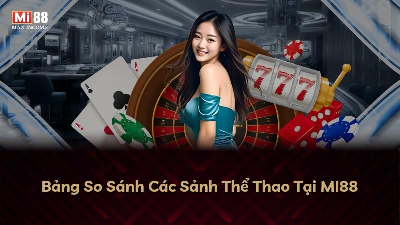 Bảng So Sánh Các Sảnh Thể Thao Tại MI88